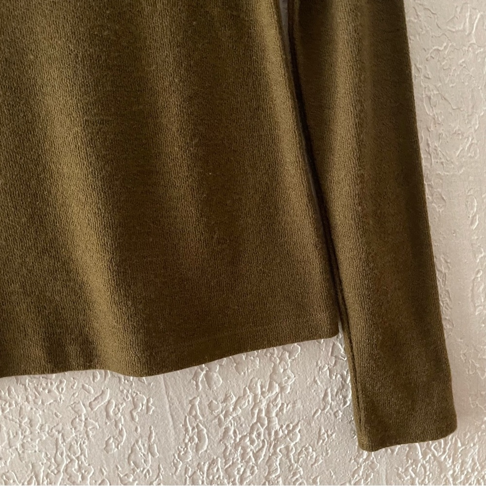 Vince Wool Blend T-Shirt Top Long Sleeve Crewneck Knit Layering Pullover Green - Picture 6 of 8